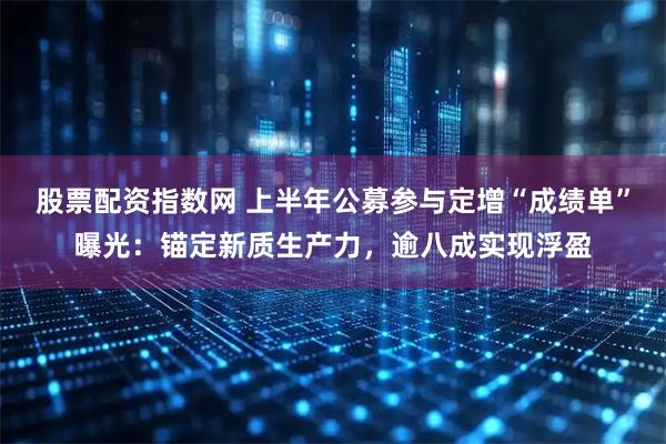 股票配资指数网 上半年公募参与定增“成绩单”曝光：锚定新质生产力，逾八成实现浮盈
